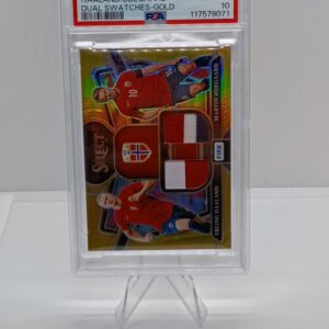 2023-24 Panini Select FIFA Erling Haaland Martin Odegaard Dual Swatches Gold /10 PSA 10